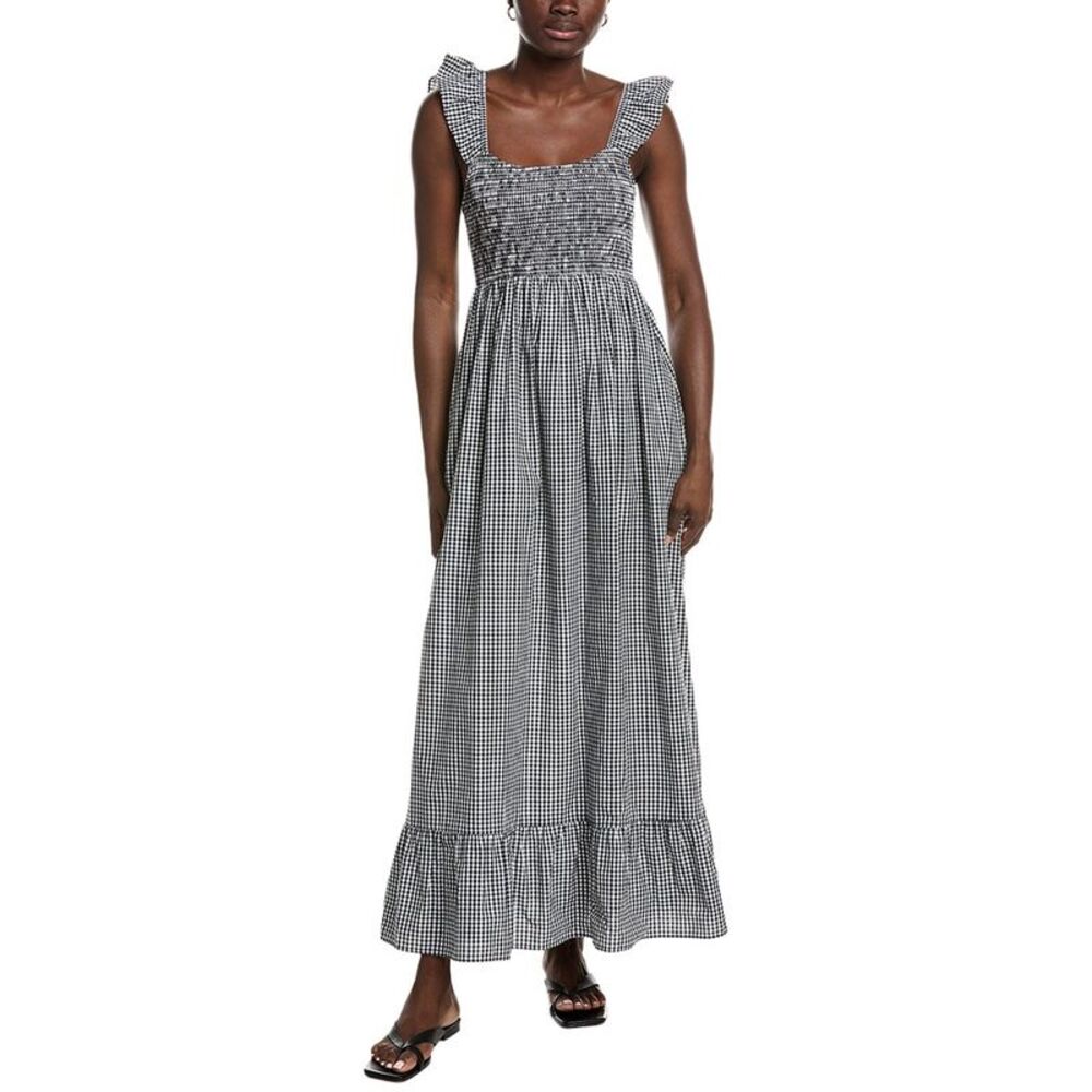 Garrie B Womens  Seersucker Midi Dress, Black